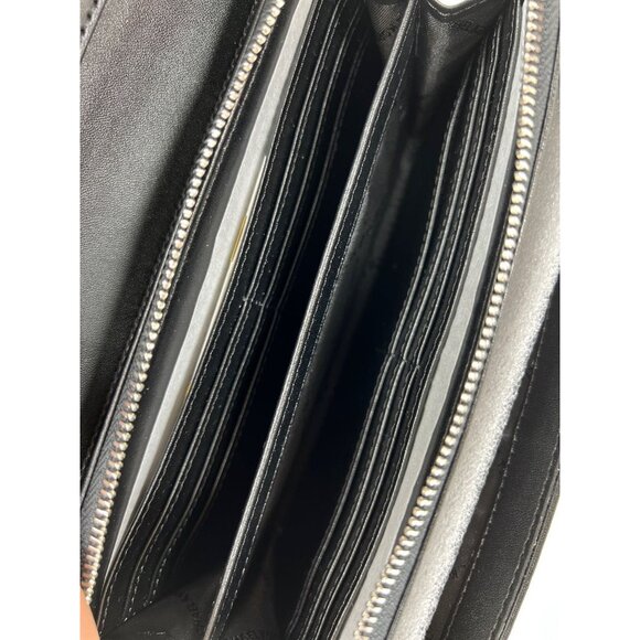 Michael Kors Crossbody Wallet Jet Set Metallic Large Clutch Purse Black Multi - Picture 9 of 11